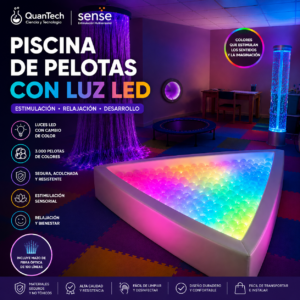 PISCINA TRIANGULAR ESQUINERA CON LUZ LED Y PELOTAS 120x120x40cm