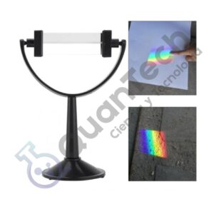 PRISMA DE VIDRIO TRIANGULAR ÓPTICO CON SOPORTE