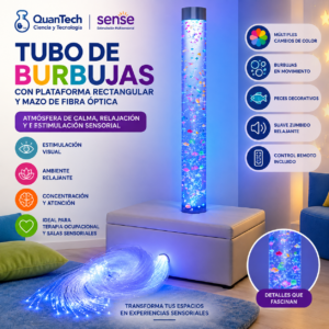 TUBO DE BURBUJA CON PLATAFORMA RECTANGULAR Y MAZO DE FIBRA OPTICA