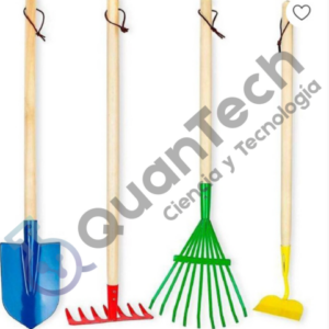 JUEGO DE 4 HERRAMIENTAS DE JARDINERIA pala, rastrillo, tridente, azada
